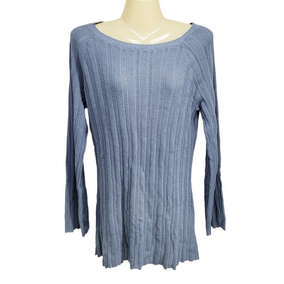 ModCloth Ribbed Striped Sweater Women's Size‎ S Slate Blue Lightweight - Picture 7 of 7